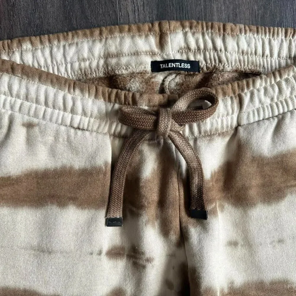 Talentless Tiger Tie Dye Premium Sweat Pants Thick Joggers Tan Cream Size Small - Picture 7 of 8